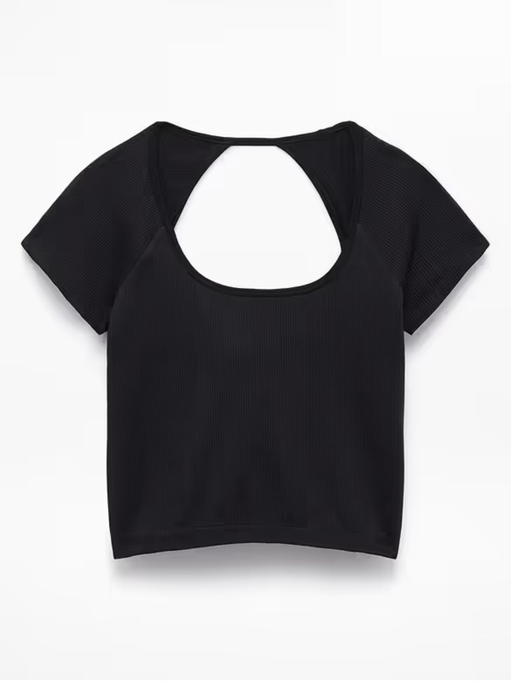 NWT Athleta Black Ribbed Scoop-Neck Crop Top - Picture 3 of 3
